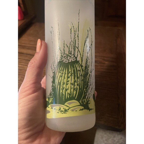 VINTAGE Blakely Oil & Gas Arizona SAGUARO CACTUS Tall Frosted Collins GLASS - Picture 5 of 6